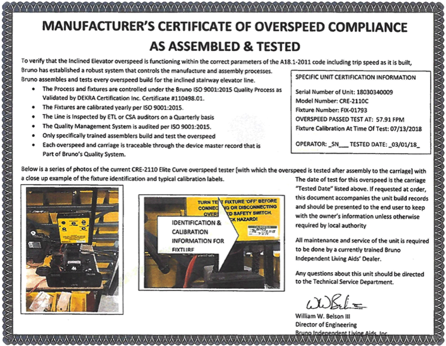 Manufacturer's Certificate